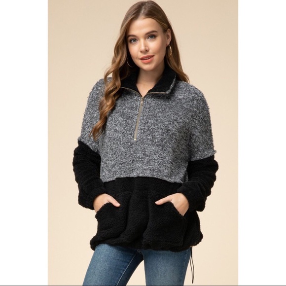 Hannah Beury Sweaters - LAST ONE! Color Blocked Sherpa Pullover